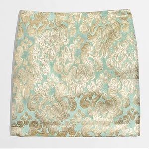 J Crew aqua and gold brocade mini skirt size 4